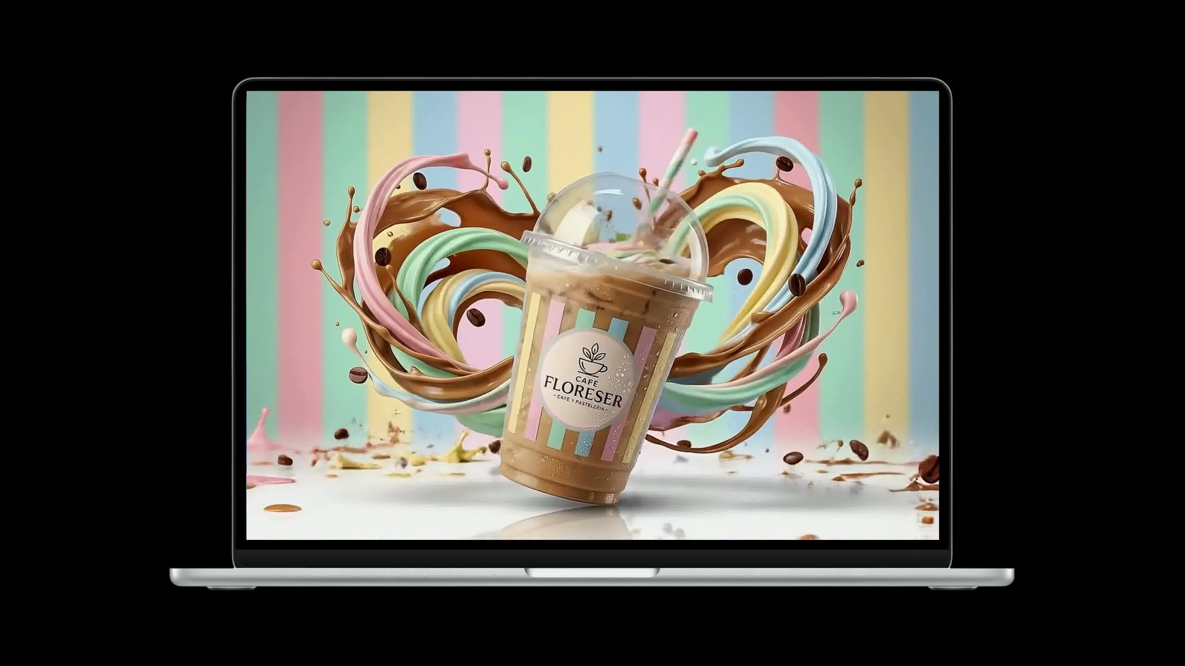 Página web de Café Floreser en una laptop