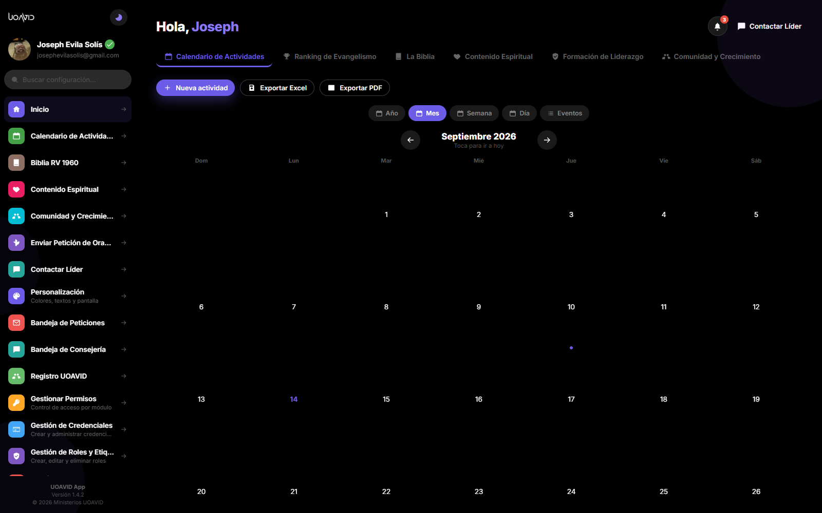 App UOAVID: calendario de actividades